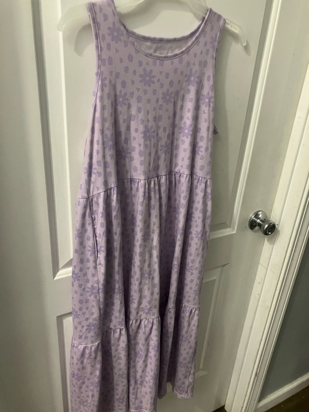 Girls' Lavender Floral Tiered Sleeveless Dress